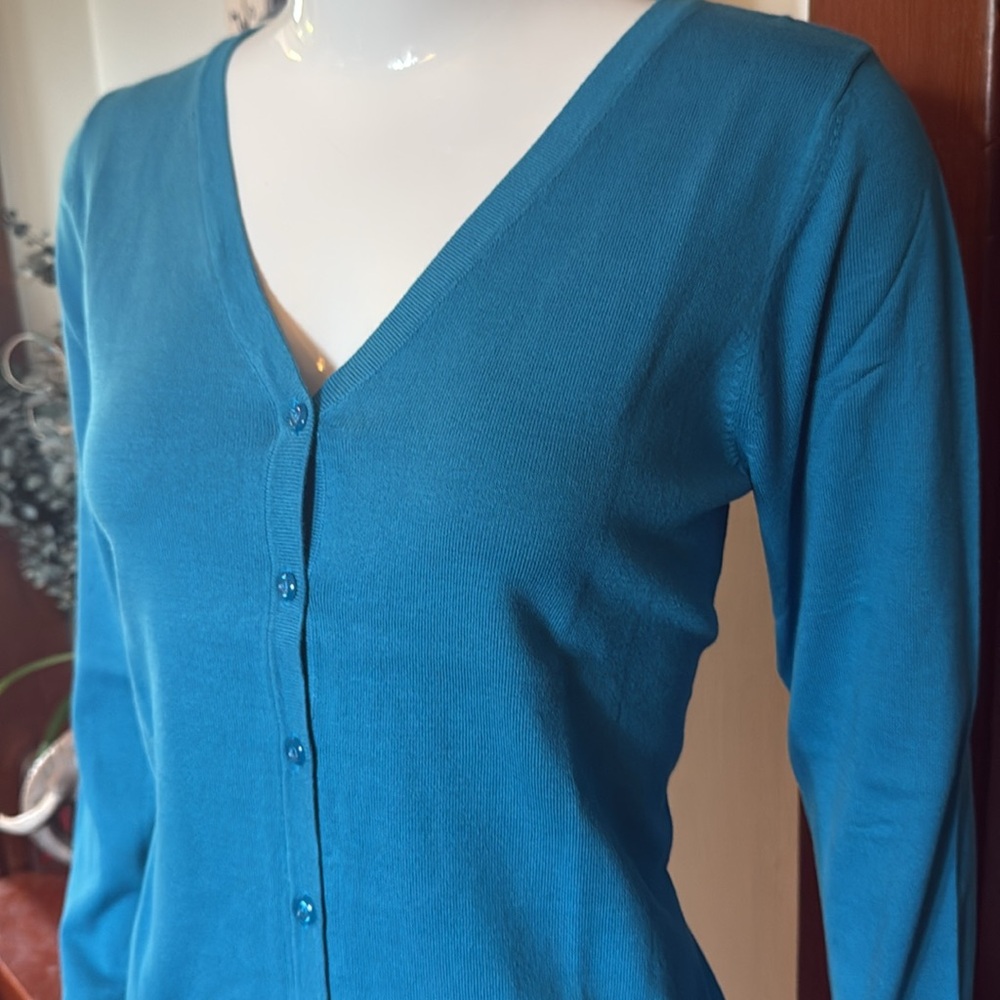 NWT northern reflections size small Teal V-Neck Button-Up Sweater